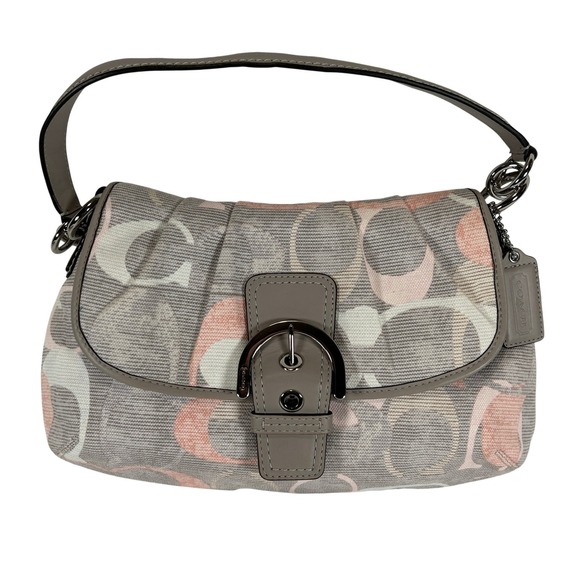 Coach Handbags - Coach Soho Flap Shoulder Bag Signature C Monogram Canvas Leather Trim F19238